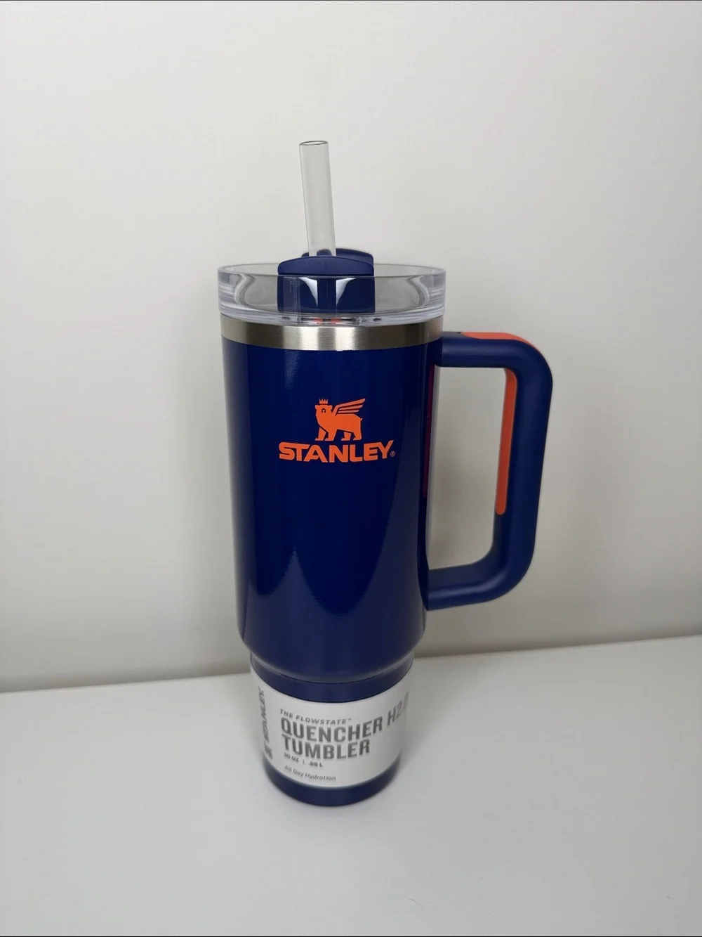 Stanley Navy Travel Tumbler with Orange Accents 30oz - Picture 1 of 3